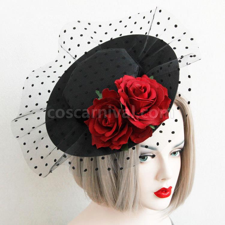 Gothic Lolita Headdress Flower Corduroy Black Lolita Veil coscarnival