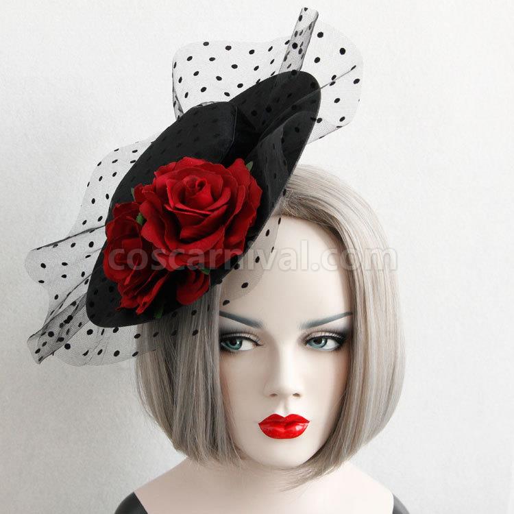 Gothic Lolita Headdress Flower Corduroy Black Lolita Veil coscarnival