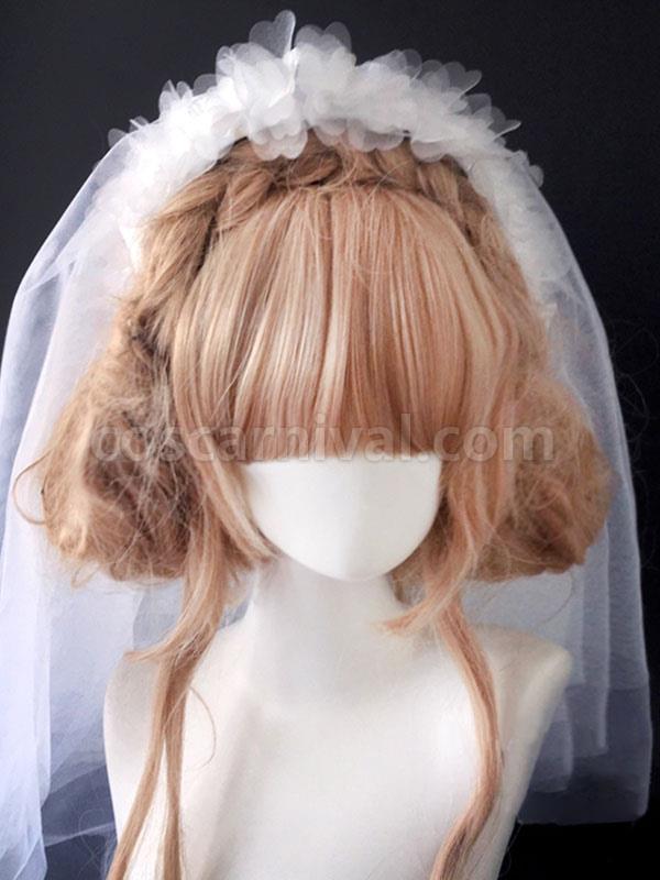 ROCOCO Style Lolita Headdress White Polyester Ruffles Accessory Headwear Lolita Hair Accessories coscarnival