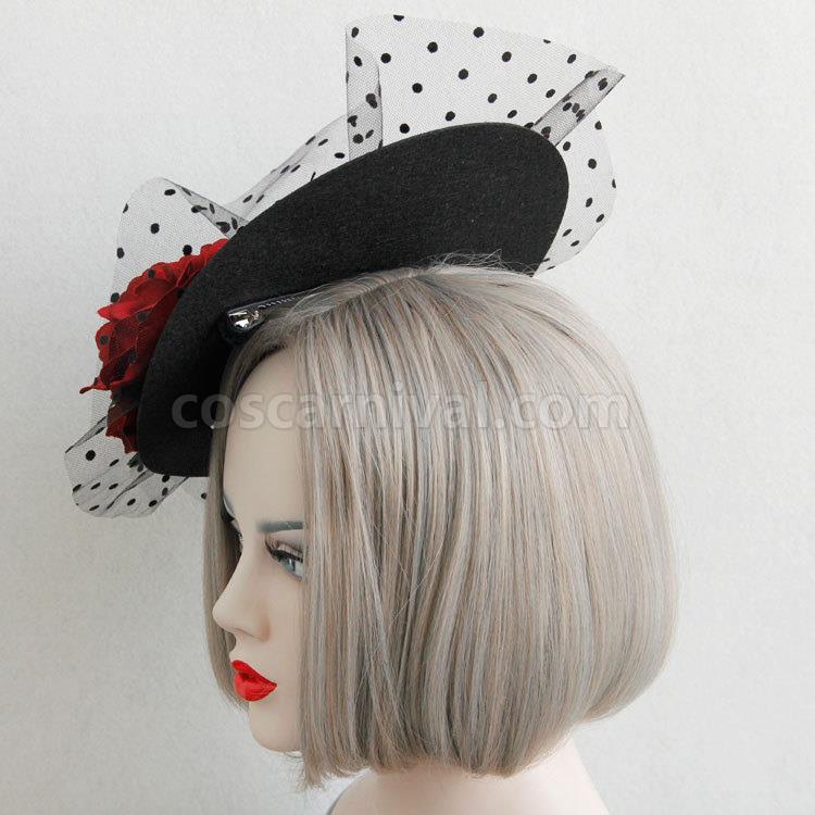 Gothic Lolita Headdress Flower Corduroy Black Lolita Veil coscarnival