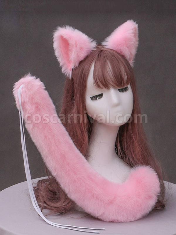Sweet Lolita Accessories White Cats Ears Tail 2-Pieces Set Lolita Accessory Outfits coscarnival