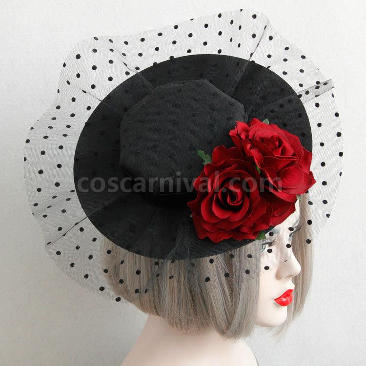 Gothic Lolita Headdress Flower Corduroy Black Lolita Veil coscarnival