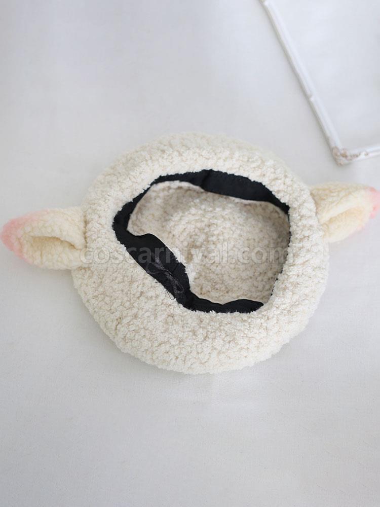 Sweet Lolita Hat Sheep Ears Polyester Pink Crochet Hat coscarnival