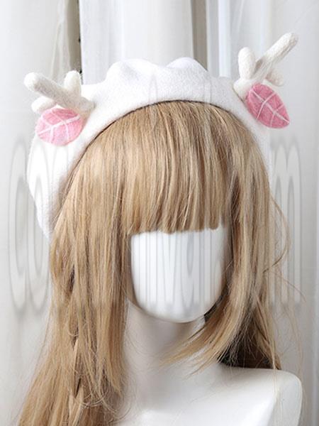 Sweet Lolita Beret Reindeer Leaf Tan Wool Lolita Hat coscarnival