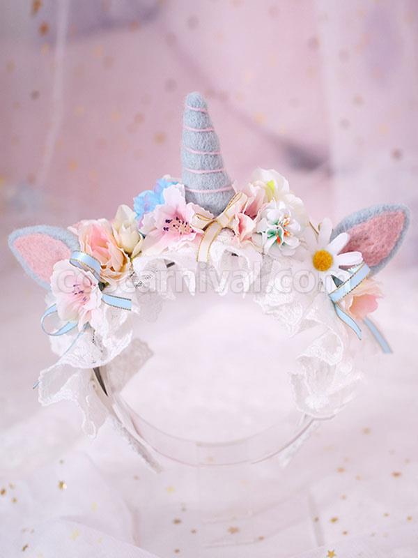 Sweet Lolita Hair Clasp Ruffle Flower Lace Bow Lolita Hair Accessory coscarnival