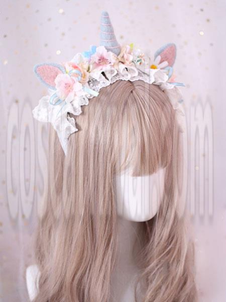 Sweet Lolita Hair Clasp Ruffle Flower Lace Bow Lolita Hair Accessory coscarnival