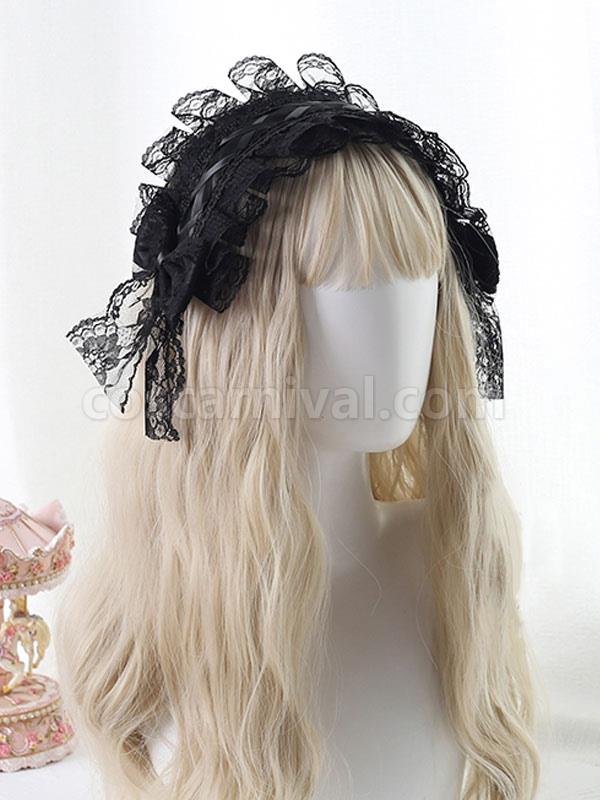 Gothic Lolita Headdress Lace Bow Lolita Headband coscarnival