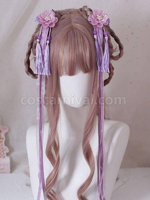 Chinese Style Lolita Headdress Flowers Tassel Headwear Han Lolita Accessories coscarnival