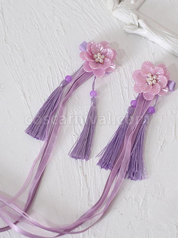 Chinese Style Lolita Headdress Flowers Tassel Headwear Han Lolita Accessories coscarnival