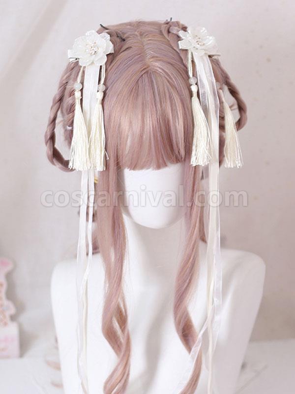 Chinese Style Lolita Headdress Flowers Tassel Headwear Han Lolita Accessories coscarnival