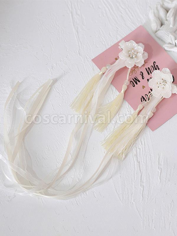 Chinese Style Lolita Headdress Flowers Tassel Headwear Han Lolita Accessories coscarnival