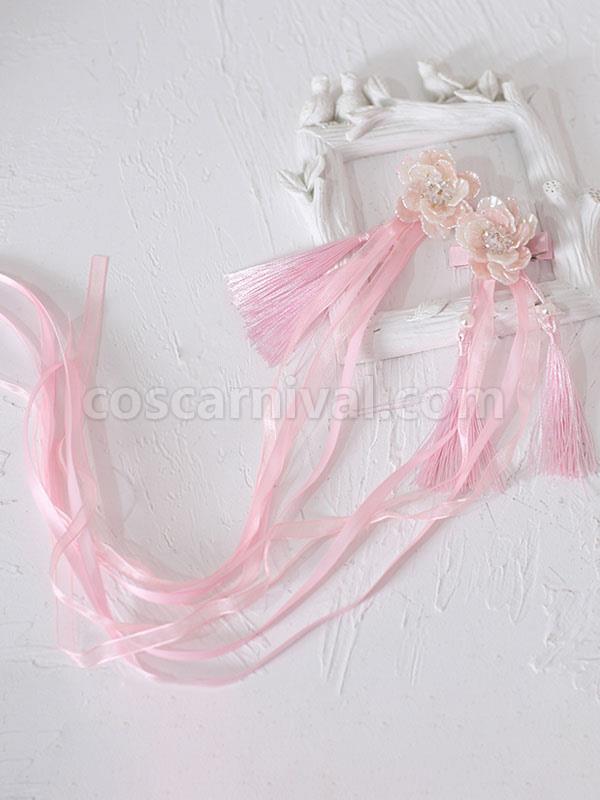 Chinese Style Lolita Headdress Flowers Tassel Headwear Han Lolita Accessories coscarnival