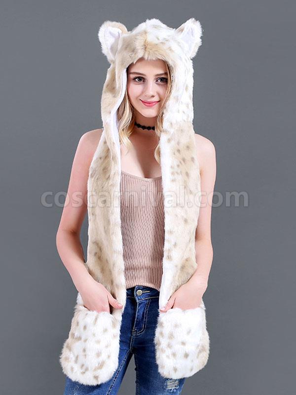 Fur Hat For Women Polyester Hat White Scarf Costume Accessories coscarnival