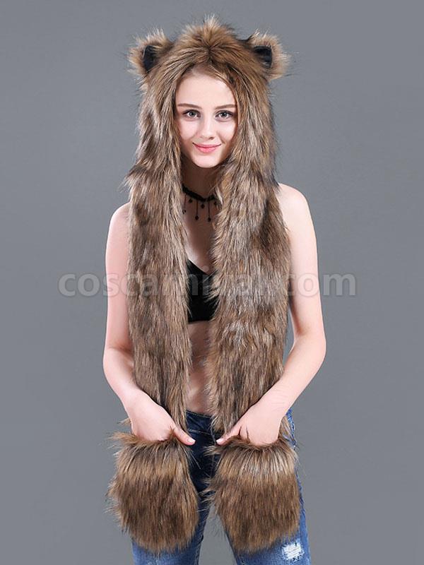 Fur Hat For Women Polyester Hat White Scarf Costume Accessories coscarnival