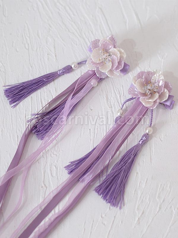 Chinese Style Lolita Headdress Flowers Tassel Headwear Han Lolita Accessories coscarnival