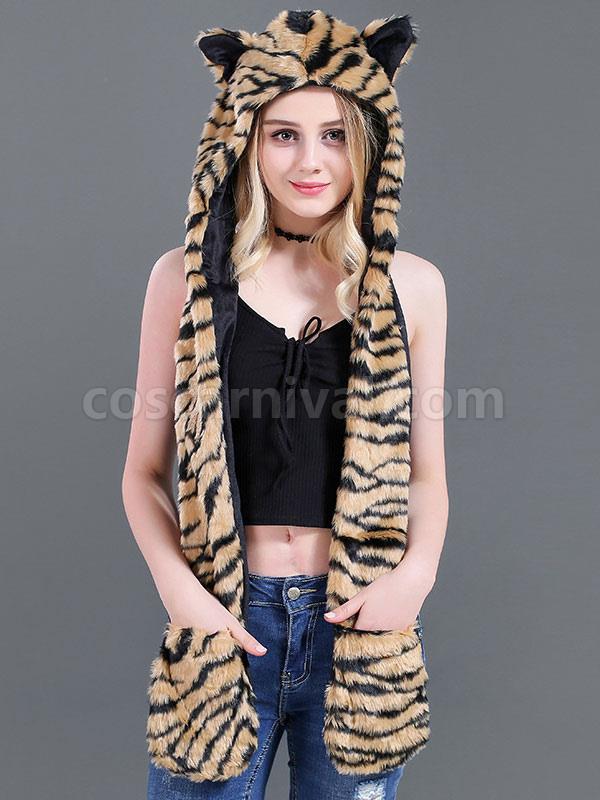 Fur Hat For Women Polyester Hat White Scarf Costume Accessories coscarnival