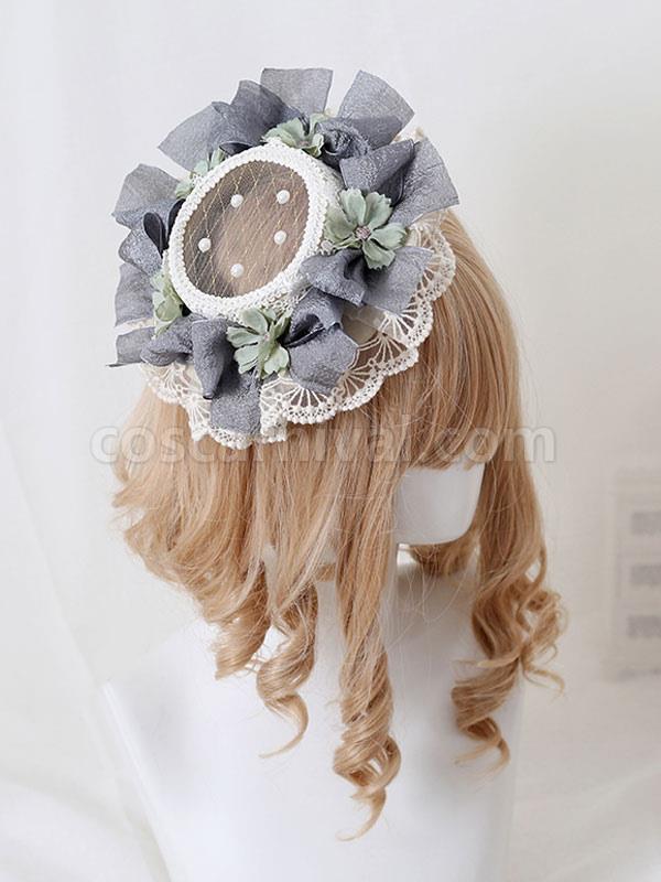 Pastoral?Style Lolita Hat Pearls?Flowers Lace Polyester Ivory Lolita Hats coscarnival