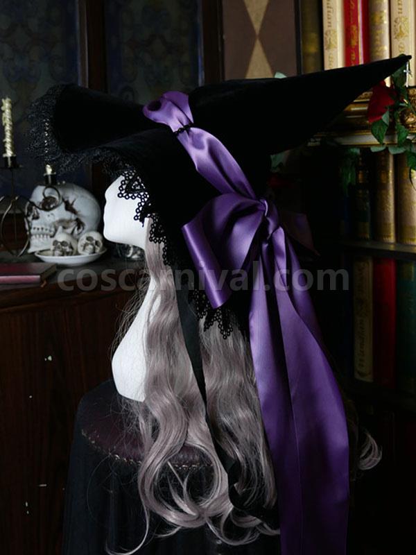 Gothic Lolita Hat Bows?Lace Accessory Lace?Bow Polyester Purple Lolita Witch Hat