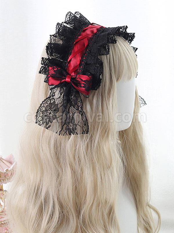 Gothic Lolita Headdress Lace Bow Lolita Headband coscarnival