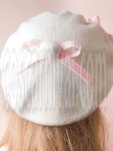 Sweet Lolita Hat Bow Pom Pom Wool Lolita Beret coscarnival