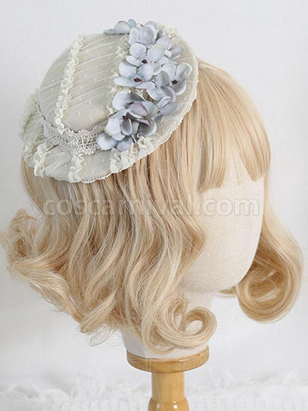ROCOCO Style Lolita Hat Flowers Accessory Beige Lolita Accessories coscarnival