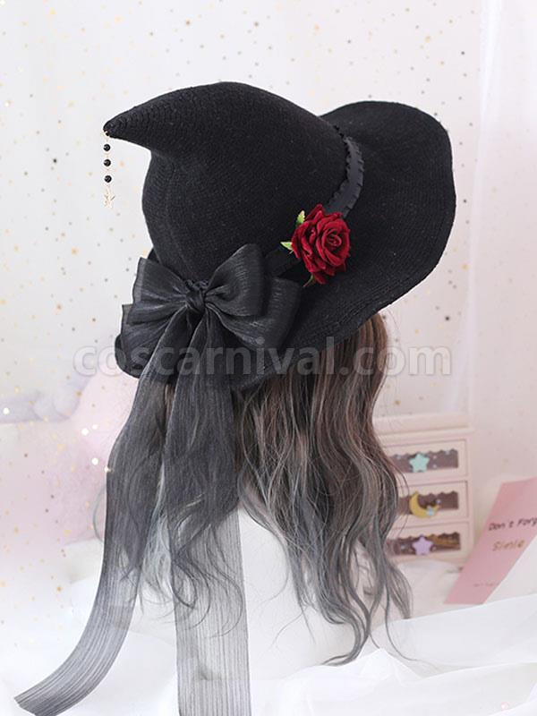 Gothic Lolita Hat Bowknot?Rose Polyester Black Lolita Accessories coscarnival