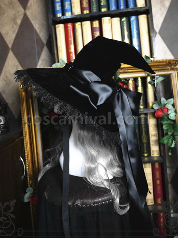 Gothic Lolita Hat Bows?Lace Accessory Lace?Bow Polyester Purple Lolita Witch Hat coscarnival