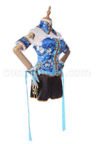 Blue cosplay costume from Pokémon, three-quarter view