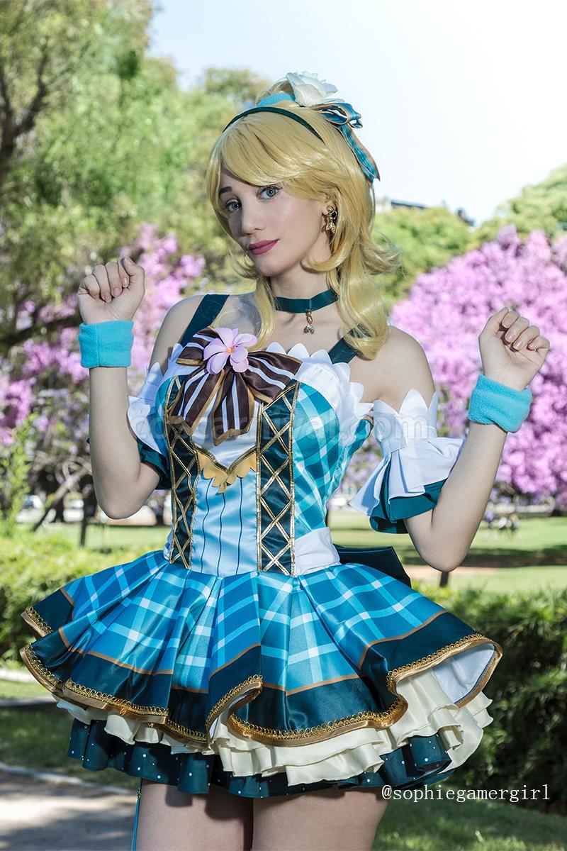 Love Live Bouquet Awaken Ayase Eli Cyan Dress Cosplay Costume coscarnival