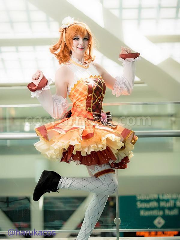 Love Live Bouquet Awaken Kosaka Honoka Orange Dress Cosplay Costume coscarnival