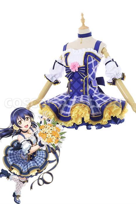 Love Live Bouquet Awaken Sonoda Umi Blue Dress Cosplay Costume coscarnival