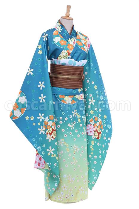 Love Live! Rin Hoshizora Blue Kimono Cosplay Costume coscarnival