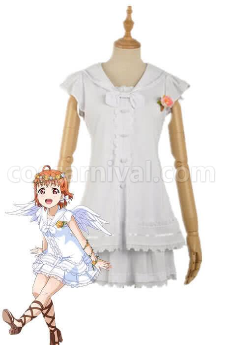Love Live Sunshine Angel Aqours Unawaken Chika Takami White Dress Cosplay Costume coscarnival