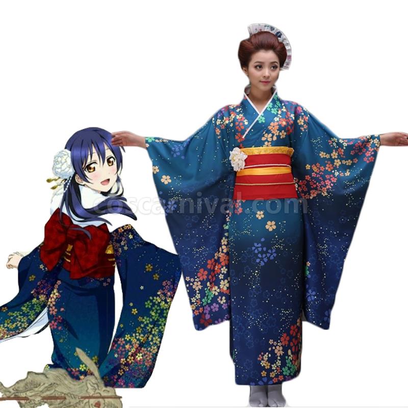 Love Live!Japanese traditional cherry kimono bathrobe set Cosplay Costume coscarnival
