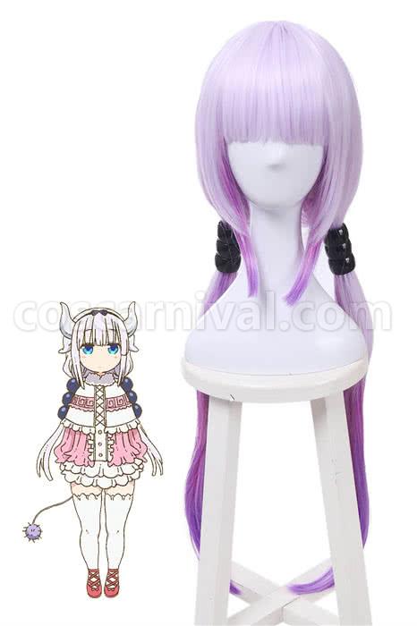 Miss Kobayashi Dragon Maid Kanna Kobayashi Synthetic Long Purple Cosplay Costume  coscarnival