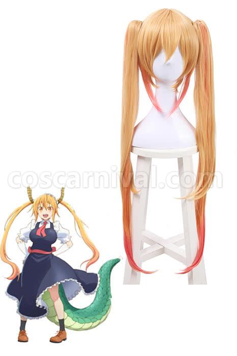 miss kobayashis dragon maid tohru long golden wigs costume