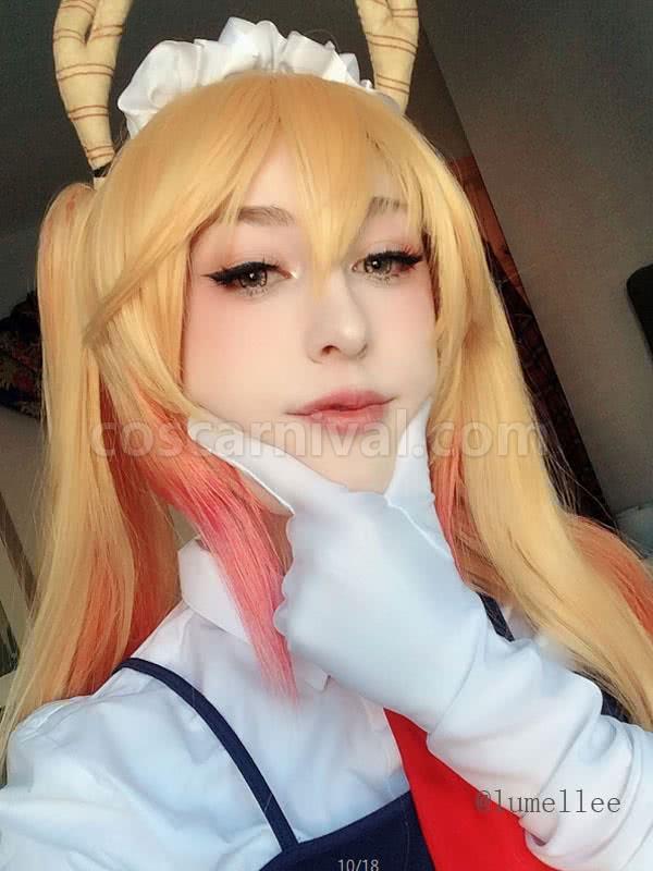 miss kobayashis dragon maid tohru long golden wigs costume