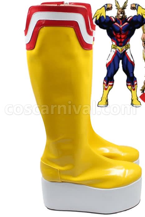 My Hero Academia All Might Shoes Long Boots Cosplay Costume coscarnival
