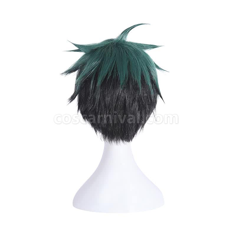 my hero academia izuku midoriya fluffy green and black gradient hair wigs costumes