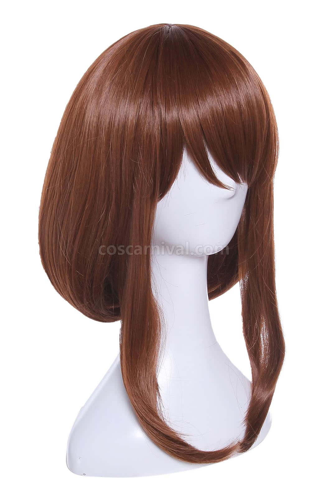 my hero academia ochako uraraka synthetic brown short wigs anime cosplay costume