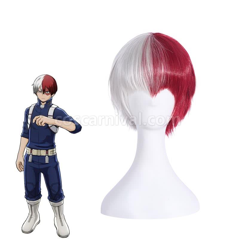 my hero academia shoto todoroki wigs white mix red wigs anime costume