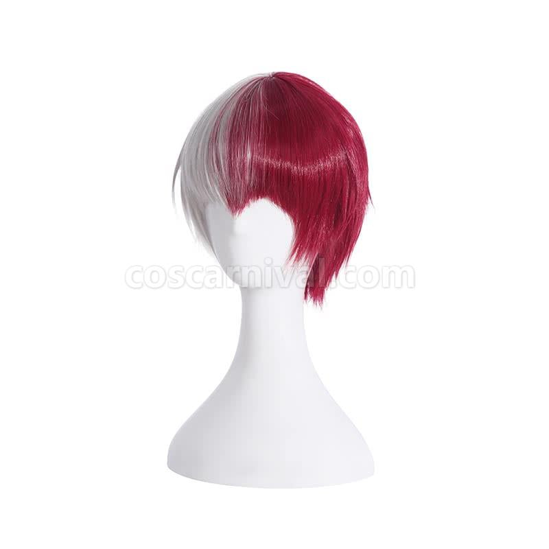 my hero academia shoto todoroki wigs white mix red wigs anime costume