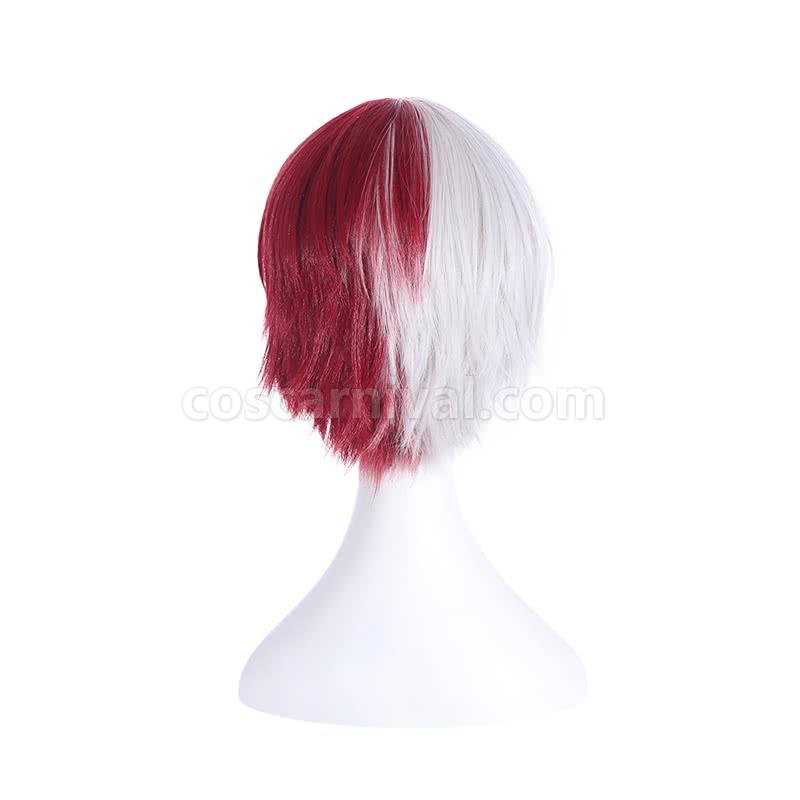 my hero academia shoto todoroki wigs white mix red wigs anime costume