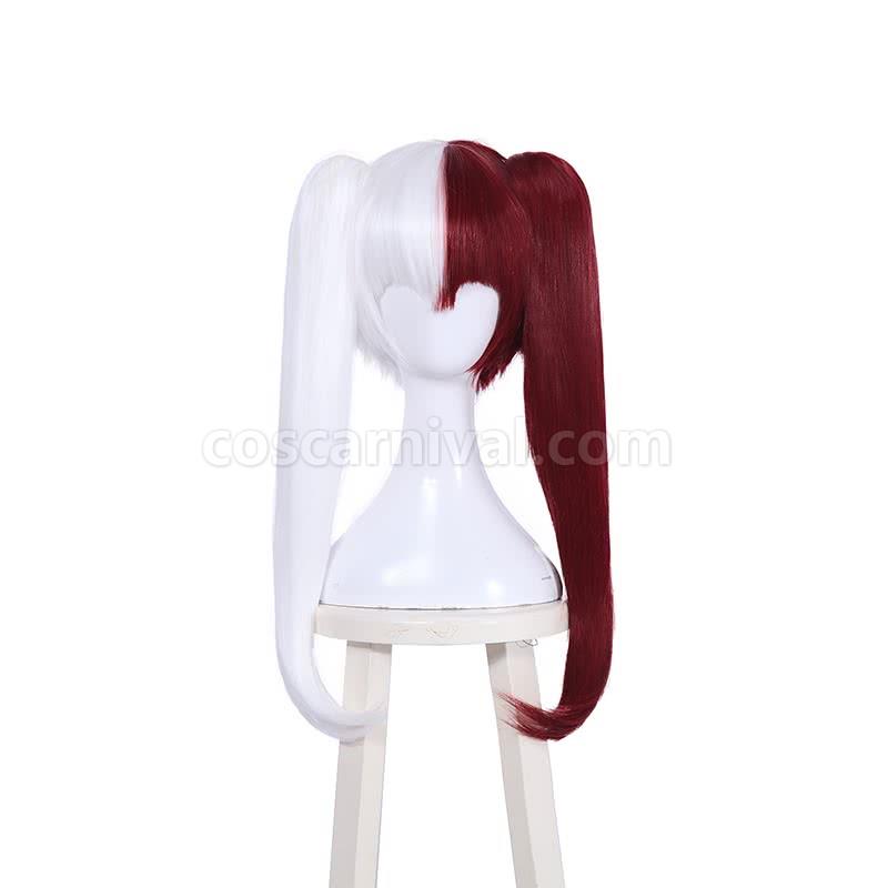 my hero academia shoto todoroki woman red and white mixed long wigs custom costume