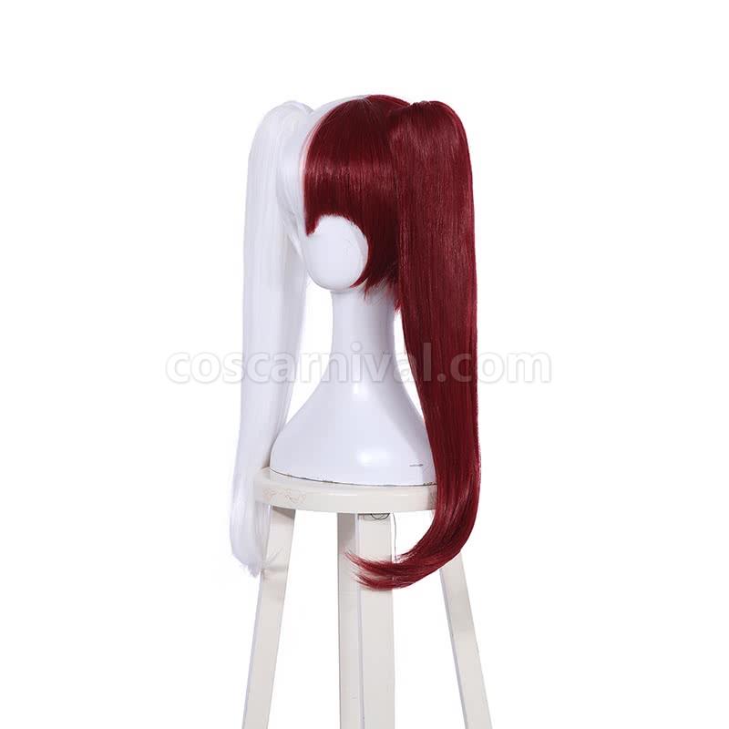 my hero academia shoto todoroki woman red and white mixed long wigs custom costume