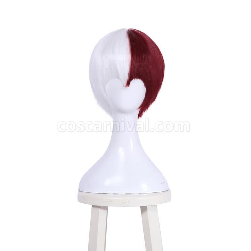 my hero academia shoto todoroki woman red and white mixed long wigs custom costume