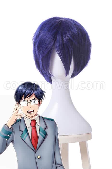 my hero academia tenya iida wigs synthetic dark blue short wigs cosplay costumes