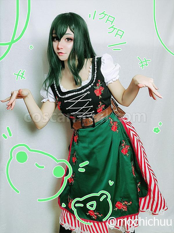 my hero academia tsuyu asui wigs dark green long hair wigs custom cosplays