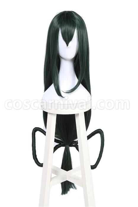 my hero academia tsuyu asui wigs dark green long hair wigs custom cosplays
