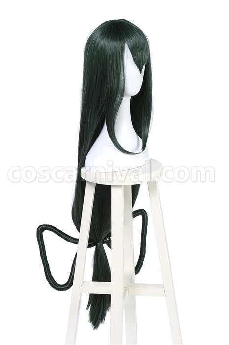 my hero academia tsuyu asui wigs dark green long hair wigs custom cosplays